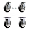 Service Caster 8 Inch Rubber on Aluminum Caster Set with Ball Bearing 2 Swivel Lock and 2 Rigid SCC-35S820-RAB-BSL-2-R-2